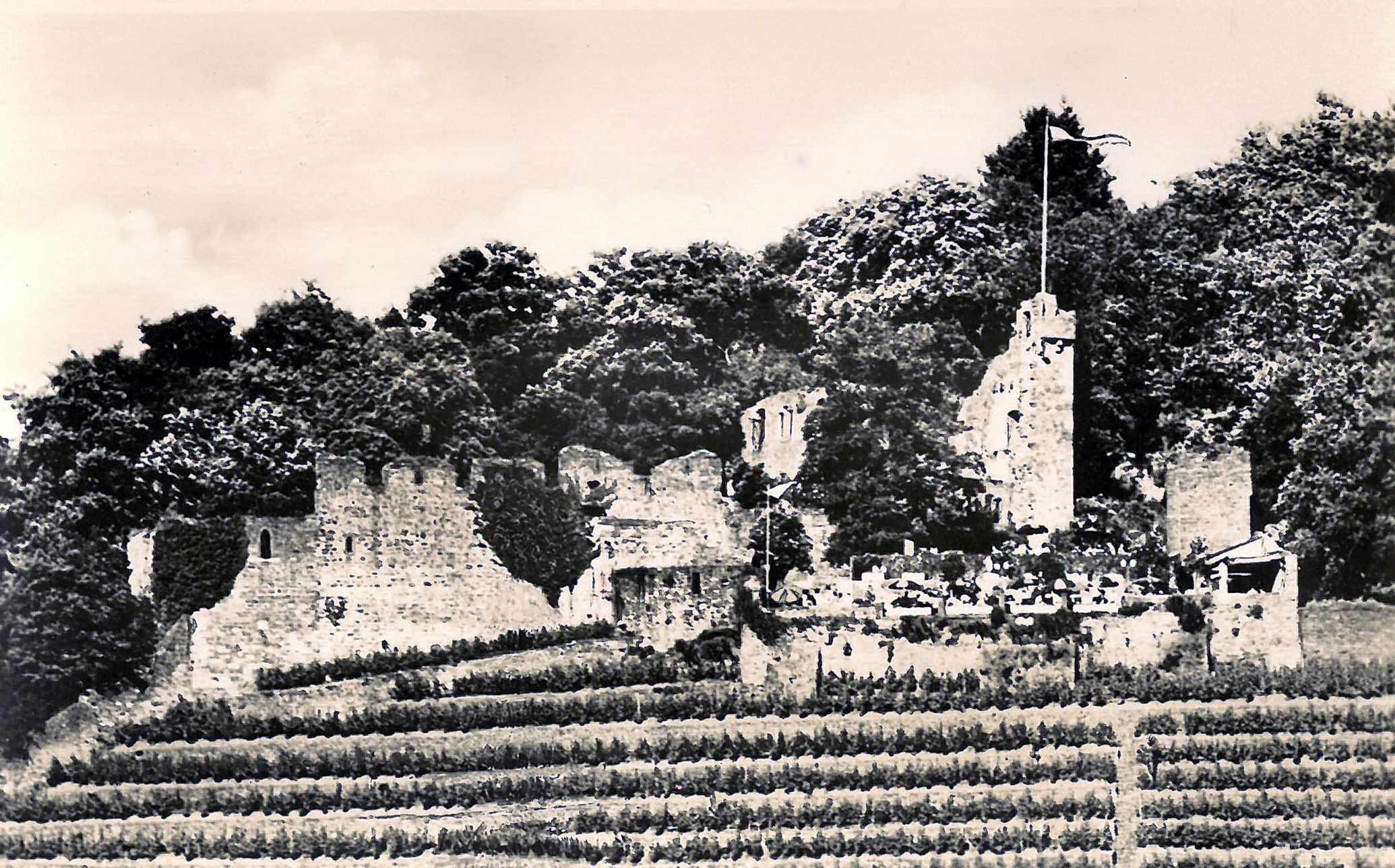 Ansichtskarte der Burgruine um 1940